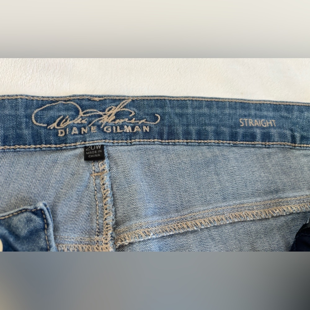 DG2 by Diane Gilman Distressed Lace Patch Straight Leg Jeans - 20W - Picture 9 of 16